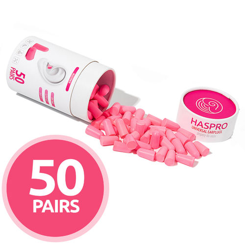 Haspro UNIVERSAL earplugs pink 50 pair